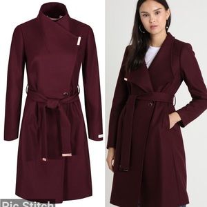Ted Baker Sandra Wrap Coat - Burgundy / Merlot
